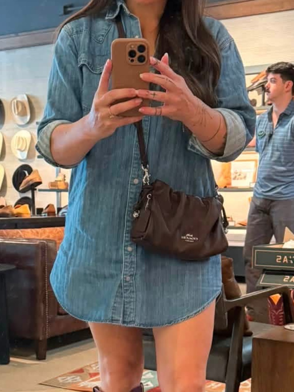 Universal Thread Red Blue Denim Shirt Dress